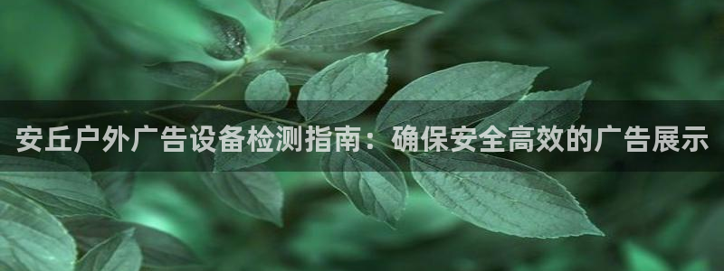 杏宇平台代理怎么赚钱：安丘户外广告设备检测指南：确保安全高效的广告展示