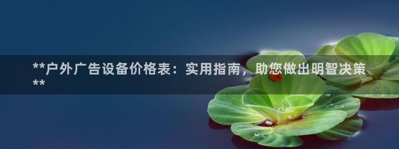杏宇平台总代理：**户外广告设备价格表：实用指南，助您做出明智决策
**